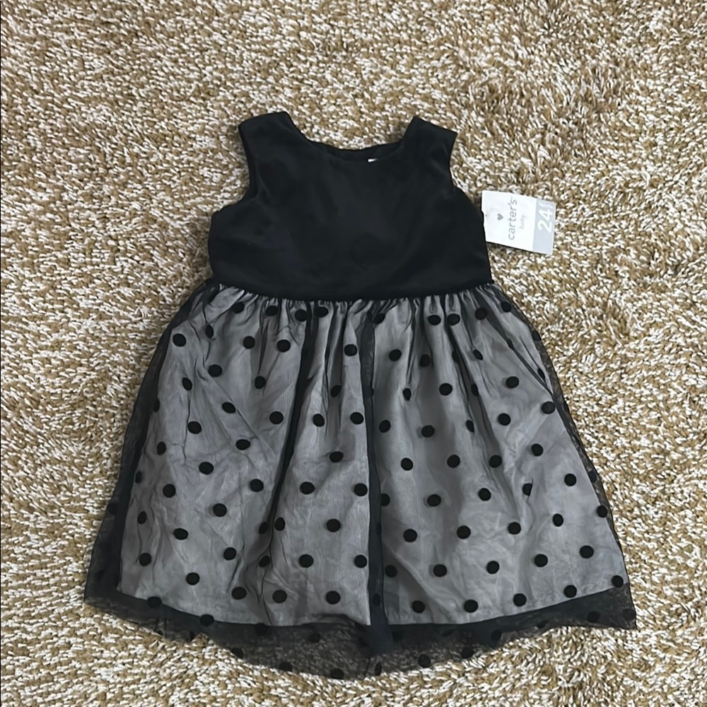 Carter's Black and Gray Polka Dot Formal Dress